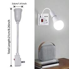 Kasotile E27 插入式灯座适配器带开关 - 多功能灯泡支架转换器，PVC，白色，壁挂式，110V-130V，适用于夜灯、床头灯和壁灯，商业照明，1 件装 - 美規A型插(110-127V) - 查看 4