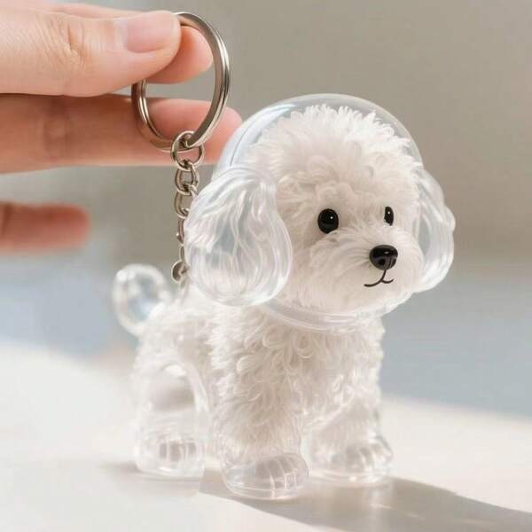 1pc Transparent Acrylic Pet Hair Keychain, Suitable For Wearing, Commemorating Pets, Expressing Missing For Pets