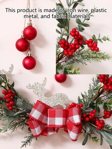 1 Stück künstliche rote Frucht Schleifen Girlande Dekoration, nordischer Stil Weihnachts Heim Wohnzimmer Kamin Atmosphäre Dekoration, Heim Fenster Ausstellung Festival Wohnzimmer Hängende Dekoration, Eingangsbereich, Büro Weihnachtsdekoration Heim Dekor Weihnachtsdekorationen Raumdekoration Winter