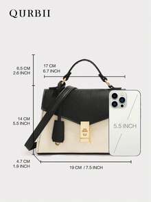 1pc Large Capacity Commuter Chic Tote Bag, Faux Leather & Fabric Patchwork Flap Lock Handbag, Elegant Shoulder Bag With Detachable Strap, Suitable For Daily Commute, Shopping, Dating, Holiday Gifts For Mom