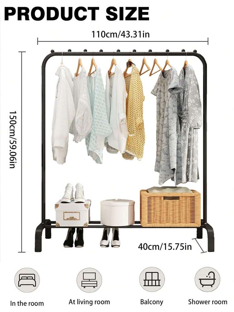Cywaai Clothes Garment Racks,Hanging Clothes Rack Heavy Duty,Sturdy Metal Rodding Clothes Rack ,Portable Clothing Rack ,Multi-Functional Closet Rack For Bedroom - Black - View 5