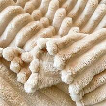 Frazada Matrimonial 230*200cm, Manta Suave y Acogedora, modelo Oruga, Cobertor Cómoda Para Todas Las Estaciones, Queen size tambien se puede usar, Adecuado Para Regalos De Navidad y Año Nuevo - Camel - Ver 3