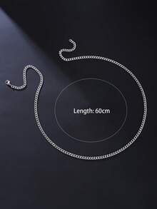 MONALLY 1pc Stainless Steel Braided Chain Necklace, Daily Wear Gift For Men - Silver - View 10