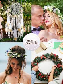 4pcs Beige Dreamcatcher Bamboo Rings, Decorative Hoops For Outdoor Lawn, Wedding, Wall, Bedroom Decor, Wind Chimes, Woven Hangings, Christmas, Halloween And DIY Embroidery Hoop