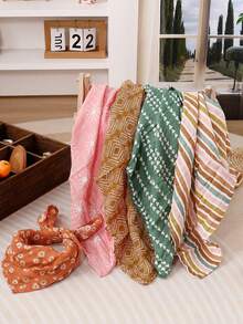 Happy Flute 5PCS  Soft Muslin Baby Muslin Bib 60*60cm Multi-Purpose Burp Cloth/Baby Scarf Handkerchief - Multicolor - View 10