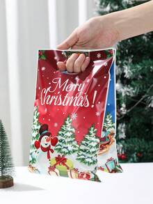 50pcs Merry Christmas Gift Bags, Santa Claus Design Christmas Handbags, Christmas Bags, Christmas Decorations For Home, Christmas Party Decor, Christmas Gift Wrapping Bags, Kitchen Packaging Supplies, Christmas Ornaments, Sweet Bags, Christmas Eve, Party Favors, Winter Decor, Christmas Decor, 2026 New Year Decorations