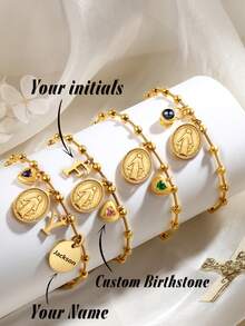 1pc Virgin Mary Bracelet, Catholic Gift, Gold Plated, Delicate Bracelet, Religious Catholic Accessory, Christian Gift - Multicolor - View 2