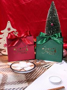 10 件带手柄的圣诞礼品盒，绿色和红色糖果饼干包装盒，配有金色雪橇和“圣诞快乐”印花，优雅的礼品盒，适合节日派对、婚礼、生日、餐桌装饰，创意纸质礼品包装盒，节日巧克力和糖果的储存，可爱的可重复使用的礼品包装，圣诞树挂饰，季节性家居装饰，节日派对用品，非常适合小礼物和节日零食 - 11.5X4.5X10cm - 查看 3