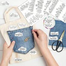 2 feuilles de stabilisateur hydrosoluble pour points de broderie, motifs de broderie stabilisateur hydrosoluble, papier à broder à coller et à coudre, lavable, motifs de fleurs, de fleurs, de marguerites, de papillons, de fleurs, de feuilles, de papillons, de champignons, de livres et de fleurs, idéal pour l'artisanat de couture à la main, fournitures d'artisanat de broderie, broderie lavable