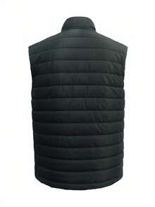 男士无袖羽绒背心，轻薄拉链立领休闲外套，秋冬季，抓绒材质