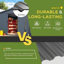 YODOLLA 12' X 14' Outdoor Storage Shed With Sliding Door, Outdoor Sheds & Outdoor Storage Backyard Shed Storage Cabinet, Large 14x12 Metal Storage Tool Shed - 深灰色 - 查看 5
