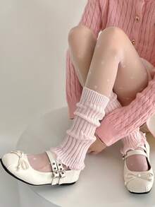 1双秋冬女士腿套，糖果色芭蕾舞风格毛绒长筒袜，可爱Y2K风格，舒适保暖 - 彩色 - 查看 9