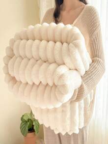 Weiche, retroartige Kunstfell-Decke - Flauschige, warme Wahl für Sofa und Stühle, gestreiftes Muster, maschinenwaschbar, Polyestermischung, bequem für alle Jahreszeiten, Stuhl-/Bettüberwurf | Weiche Decke | Polyestermischung, Kaninchen-Dekoration