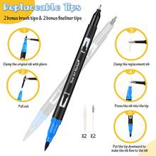 12/24/36/48/60/72/120/168 Colors Dual Brush Markers Pens, Artist Coloring Marker Set, Fineliner & Brush Tip Pen With Premium Case For Adults Coloring Books Journal, Drawing, Doodlin,Art Supplies