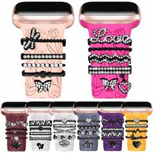 5 bucăți metal Charms Inel decorativ compatibil cu Apple Watch Cureaua 20MM Ceas Ornament diamant Ceas inteligent Accesorii curele din silicon Accesorii brățară