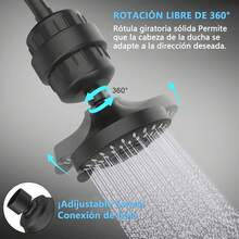 Kammoy Ducha de Lluvia de Alta Presión con Filtro, 6 Cabeza de Ducha Antióxido, [35 Capas de Filtrado], Cabezal de ducha circular de alta presión,con 2 Cartuchos Filtrantes y Todos Los Accesorios - 1 - Ver 5