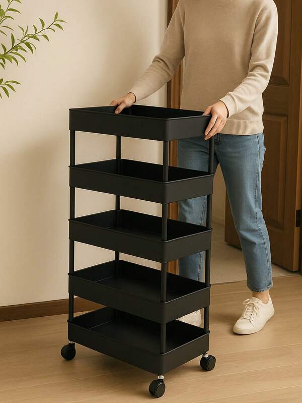 Carrito de Almacenamiento de 4 Bandejas, Estilo Minimalista para Cocina y Baño
