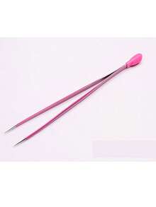 1 Stück Maniküre-Werkzeuge Doppelkopf-Pinzette mit Silikon-Bohrclip, Ornament-Prägung, hochpräziser Edelstahl Spezial für Nägel