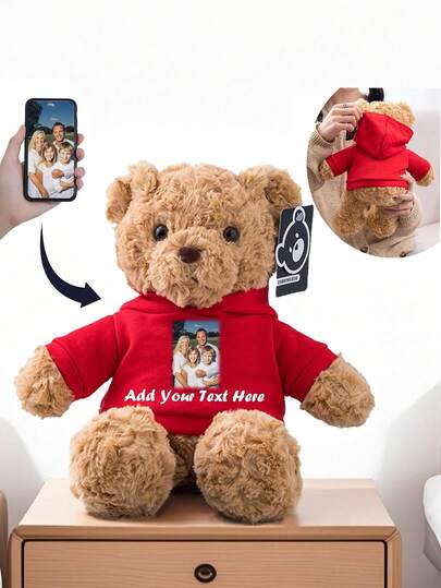 Personalized Teddy Bear Animals, Featuring Custom Text Images, Can Be Given As Personalized Gifts For Valentine's Day, Birthdays, And Christmas For Girlfriends Or Boyfriends. Custom 8-Inch Teddy Bears With Personalized Text Are Suitable For Anniversaries And Graduations, With Brown Plush And Red Shirts.,Multi-Functional,Durable,Ornamental,Reusable,Exquisite,Stylish,High-Quality,Colorful,Modern,Custom,Personalized,Unique,Ideal Gifts For Him,Ideal Gifts For Her,Boyfriend,Dad,Girlfriend,Mom,Family,Friends,Tea Room,Home,Garden,Office,For Anniversaries,For Valentine's Day,For Mother's Day,For Birthdays,For Father's Day,For Graduation,For Weddings,For Housewarming