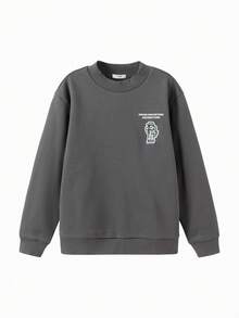 Balabala Boys Winter Sweatshirt, Mid Neck Casual Pullover, Warm & - Tea Ash - View 1