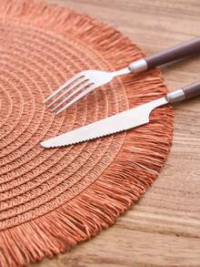 1/4/6/12 件波西米亚风格纸质圆形餐垫，防滑编织杯垫，适用于碗、盘子、杯子，适合节日、派对、生日、婚礼、晚宴、咖啡桌、家居装饰、秋冬季（注意：材质为纸，不可水洗） - 橘色 - 查看 8