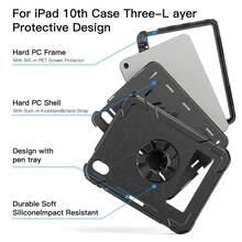1pc Stock Case Compatible With IPad 10th Generation IPad (A16) 11 Inch 11th Generation 2025, Heavy Duty Military Grade Shockproof Silicone PC Rugged Protective 10.9'' Cover With Built-In Stand For IPad (A16) 11 Inch 11th Generation 2025 Tablet Case