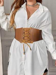 1 chiếc đai nịt bụng co giãn phong cách cổ điển dành cho nữ, thích hợp cho tiệc Halloween hoặc mặc hàng ngày - màu nâu vàng - Xem 3