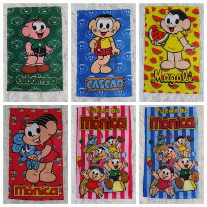 Kit com 7 Toalhinhas Sortidas de Mão e Rosto para Lancheira Escolar Infantil Menino e Menina várias Estampas Personagem 0,30cm x 0,50cm