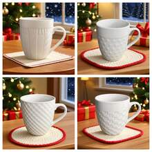 1 Stück Weihnachtsbecher mit Weihnachtspullover Relief Muster, 350ml Weihnachtsbecher mit niedlichem Weihnachtsbaum, Lebkuchenmann, Süßigkeiten für Kaffee, Milch, Wasser, Latte, Mokka, Cappuccino, perfektes Weihnachtsgeschenk, festliche Feiertags-Trinkware, Weihnachtsdekoration, Weihnachtsgeschenke