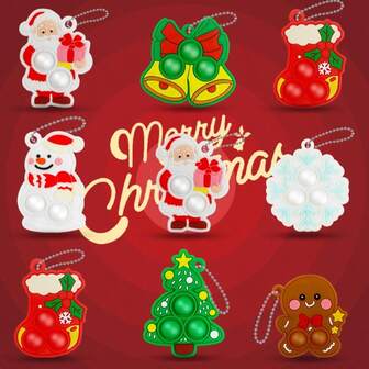 50 件圣诞泡泡挤压玩具 - 圣诞小礼物 - 挤压玩具 - 减压玩具，葡萄纹理，慢回弹，耐用，适合儿童/成人，非常适合圣诞节/生日礼物、平安夜礼物、礼物、儿童玩具