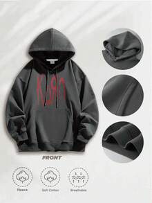Pop Music Style - Autumn/Winter Thin Fleece Hoodie - Korn Graffiti Print Sweatshirt For Teens - Perfect Long Sleeve Halloween Gift, Christmas Gift, Birthday Gift, And Couple Hoodie - 灰色 - 查看 3