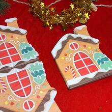 QILJH-A Set von Feiertags-Lebkuchenhaus-Taschentüchern | Einweg-Tischservietten mit Weihnachts- und Feiertags-Motiven, gestaltet mit Zuckerstangen, Bäumen und Schneeflocken | Perfekt für Weihnachtsfeiern und Winterfeiern, Weihnachtsdekoration, Zubehör für Weihnachtsveranstaltungen und thematische Einweg-Tischservietten für Geburtstagspartys - DUOSE - Übersicht 5