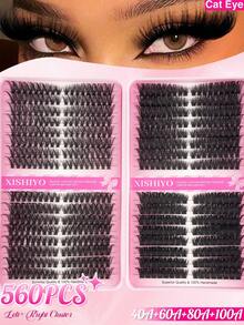 280 片蓬松睫毛簇，40D+60D 浓密睫毛，8-16 毫米细单根睫毛，D 卷睫毛延长套件，适合初学者 - 黑色 - 查看 15