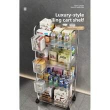 رف أكريليك للمطبخ والحمام 2 3 4 طوابق، بعجلات شفافة عملية متعددة الوظائف