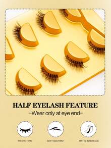 5-20 pares de pestañas naturales para gatos, mechones de pestañas naturales, mechones de pestañas resistentes al agua, pestañas de aspecto natural, pestañas naturales, pestañas de ojo de gato, suministros para extensiones de pestañas., pestañas traseras, pestañas de cuerno 3 / 4 pestañas se pueden reutilizar. - Negro - Ver 5