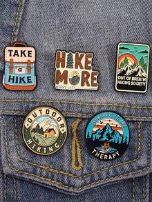 5入組牛仔朋克創意動物風景胸針服飾配件金屬徽章牛頭帽子靴子徽章