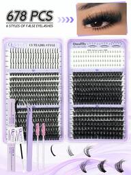678PCS Lash Clusters With Spikes Wispy Eyelash Clusters Kit 14-20mm Spikes Lash ClustersVolume Cluster Eyelash Extensions Lash Clusters Kit Individual Lashes With Lash Bond And Seal (40D 60D 80D 100D,10-18mm)