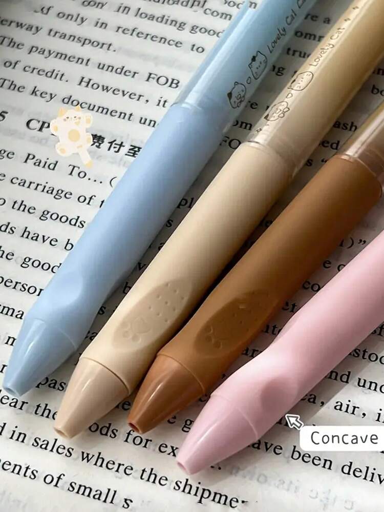 4pcs Creative Cat Rotating Neutral Pens, 0.5mm Black Ink Ballpoint Pens, Rotating Pattern Office Supplies Small Gifts, Cute Neutral Pens, Fashion Pens For Women, School Stationery, Fun Design Pens, Playful Stationery, Comfortable Grip, Fine Tip, Multi-Pattern Pens, Rotating Press Pens, Student Gifts, Stationery Enthusiasts - Multicolor - View 5