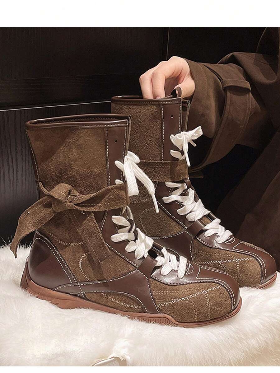 Botas de trabajo marrones para mujer, botas de construcción duraderas para otoño, adecuadas para el lugar de trabajo, la construcción, impermeables y antideslizantes, botas de estilo cowboy para diversas actividades diarias