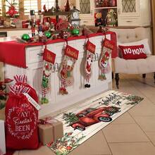 1/2/3 Pcs Christmas Kitchen Mat, Rustic Wooden Christmas Car And Christmas Tree Pattern, "The Most Wonderful Time Of The Year" Holiday Decor, Polyester Crystal Velvet Anti-Fatigue Mat, Non-Slip, Washable, Suitable For Home, Bedroom, Living Room, Kitchen, Bathroom, Entryway And More. - Multicolor - View 15