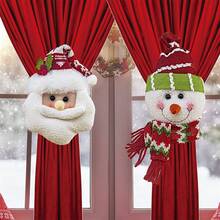 Christmas Curtain Tiebacks Cute Plush Santa Snowman Curtain Holdbacks For Living Room Decoration
