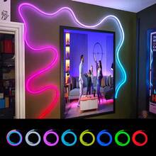 TYUTE 1PC Intelligent RGB LED Woven Light Strips, With A Simple And Convenient USB Interface, A Length Of 9.84ft That Can Be Freely Cut, Can Be Controlled By A Mobile Phone Application To Adjust The Brightness Of The LED Rope Light, Synchronously Change Color Music, Synchronously Change LED Light Strips, Indoor Decoration Atmosphere Light Strips, Halloween And Christmas Lighting Decorations - 彩色光 - 查看 2