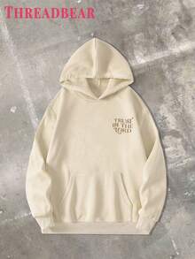 Threadbear - Double Sided Printed (250g Polyester Fiber) "TRUST IN THE LORD" Letter Pattern Christian Hoodie, Bible Proverbs 3:5-6 Scripture, Fashionable Men's Hooded Sweatshirt, Autumn And Winter Thick Velvet Long Sleeved Hooded Sweatshirt, Y2K, Suitable For Casual Daily Wear In Autumn And Winter, Suitable For Both Men And Women