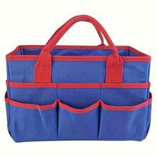 Large Capacity Craft & Sewing Organizer Tote - Expandable, Portable, Multi-Slot Handbag In Black/Blue/Purple