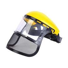 1 pieza Máscara protectora facial montada en la cabeza para recortadora de césped, máscara de malla a prueba de explosiones, resistente a salpicaduras de piedras y aserrín, y a impactos para cortacésped y podadora (color/estilo aleatorio)