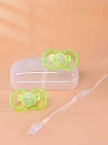 KUNT Set de 1 pieza/2 piezas de chupete a prueba de polvo con forma de concha para bebé, diseño redondo para el día/plano para la noche con cadena de chupete, chupete de silicona apto para uso diario, a prueba de caídas y polvo - Multicolor - Ver 19