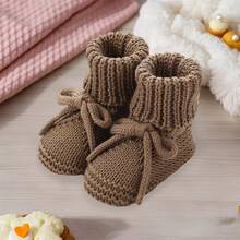 Baby Boys Girls Knitted Shoes Soft Sole First Walking Socks Comfortable Indoor Booties - Cà phê nâu - Xem 2