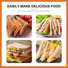 SOKANY 08112 三明治机，家用早餐机，集成面包烘烤和烧烤功能，不含 PFAS 的不粘涂层，不锈钢电三明治烤面包机，适用于法式吐司、烤奶酪、煎蛋卷，小巧易收纳，多功能家用加热