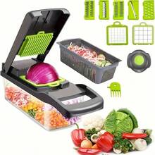 1pc New Arrival 16-In-1 Multi-Functional Kitchen Vegetable Cutter (16pcs) - 灰色 - 查看 4