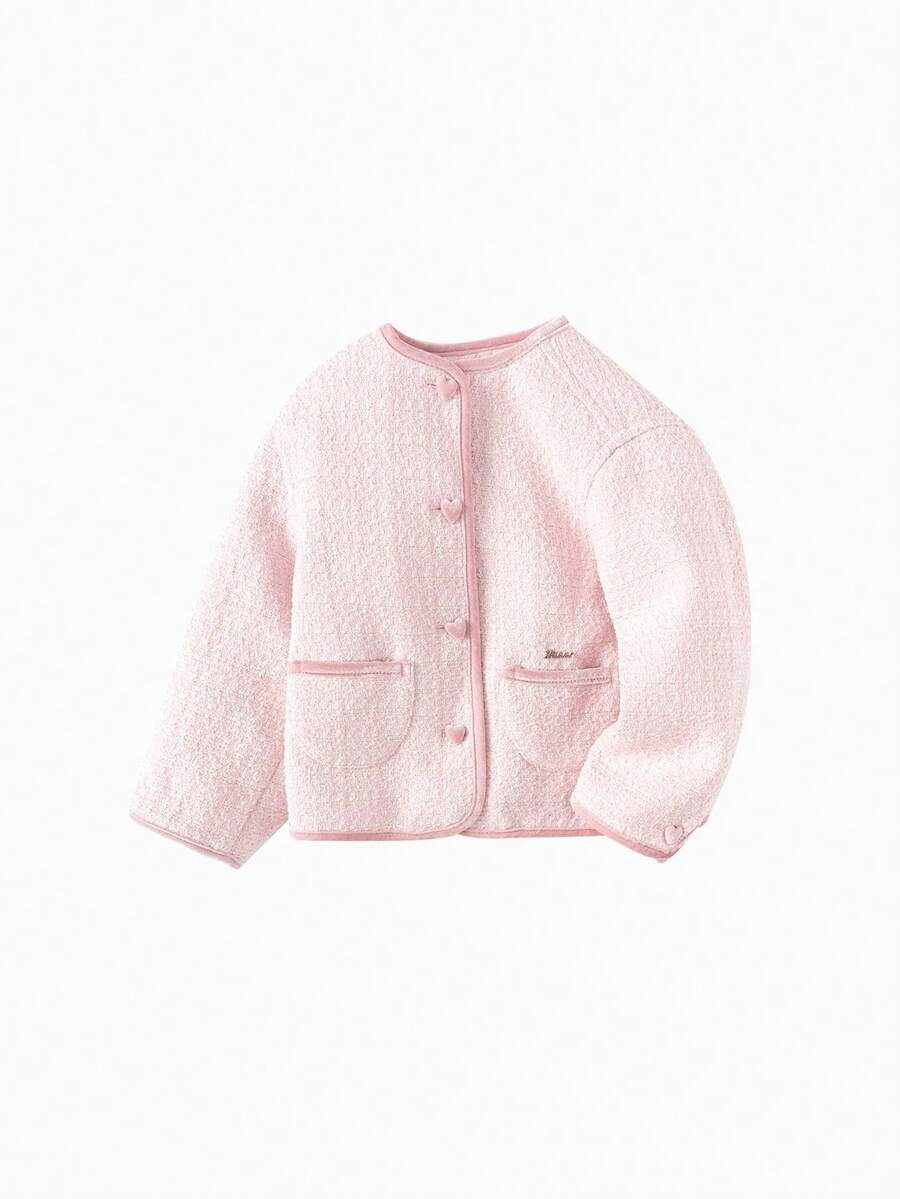 Balabala Girls Winter Tweed Jacket, Fashionable Young Girl Coat, Cute - Red Hue - View 1